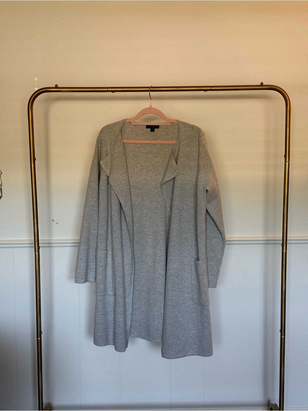 J. Crew Light Gray Open-Front Long Cardigan